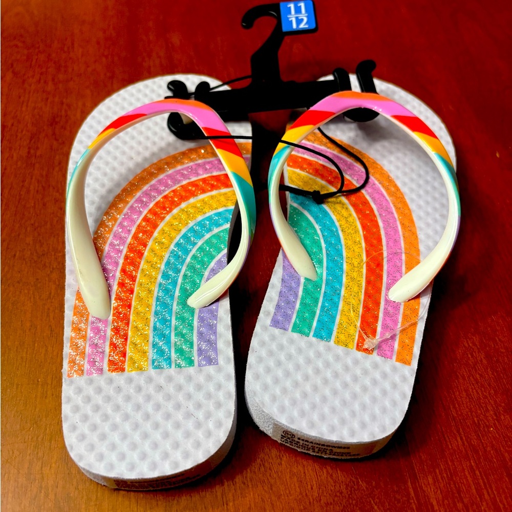 Vibrant Rainbow Kids Flip Flops